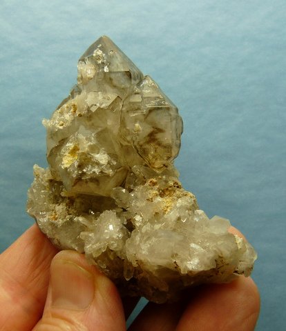 Quartz crystal group with smoky patches