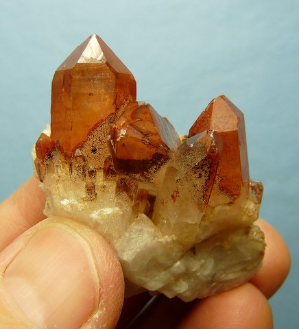 Orangy quartz crystal group