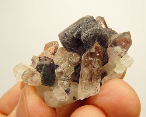 Fluorite and quartz crystals on matrix