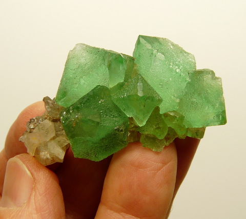 Green fluorite crystal group with beautiful markings