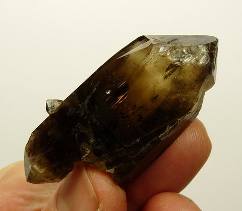 Smoky quartz crystal with partial gemmy interior