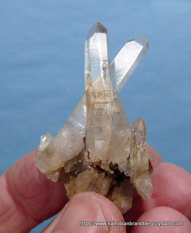 Quartz crystal group with goethite