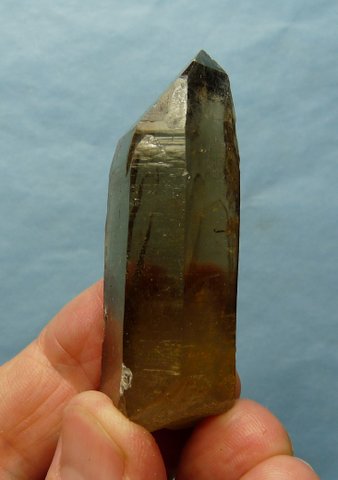 Smoky quartz crystal with good clarity and golden-brown colouring.