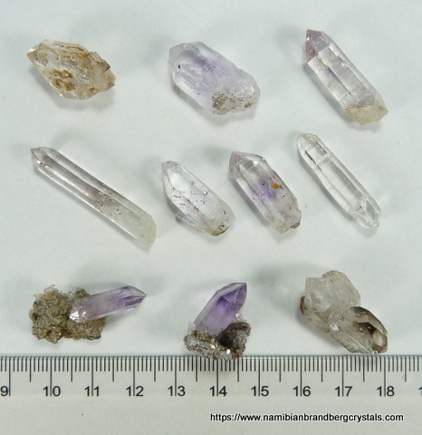 Ten lovely, small quartz crystal specimens