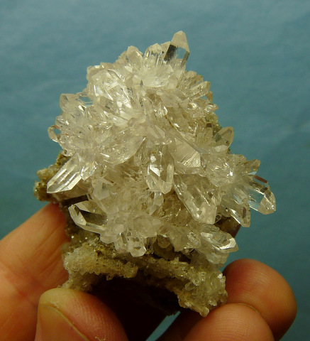 Gemmy quartz crystal cluster on delicate, unusual matrix