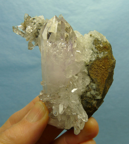 Beautiful quartz crystal group on basalt matrix