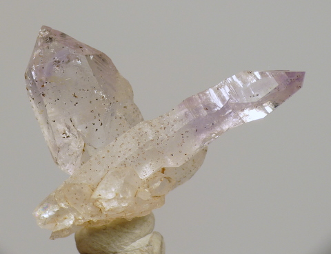 Quartz crystal group with semi-sceptre and hint of amethyst