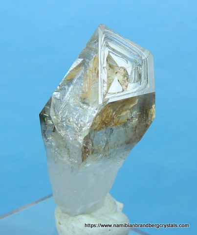 Window quartz crystal with faint smoky colouring