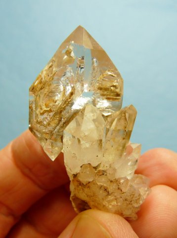 Quartz crystal specimen with interesting windows and growth patterns