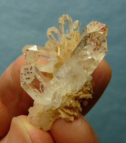 Harlequin quartz crystal cluster