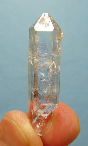 Gemmy quartz crystal with touch of amethyst, inclusions and analcime