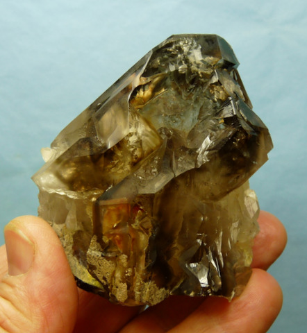 Smoky window quartz crystal with interesting growth patterns