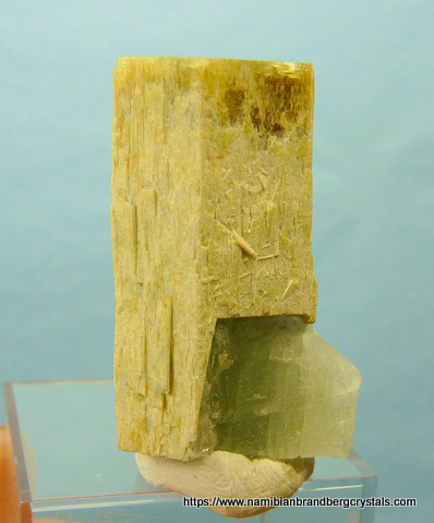 Bi-coloured beryl crystal from a rare find