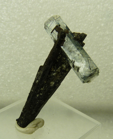 Aquamarine crystal on schorl