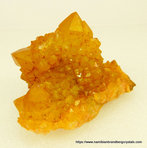Cactus quartz crystals with yellow iron oxide coating