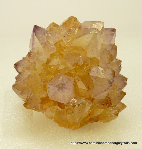 A group of semi-clear quartz crystals with very light amethyst colouring