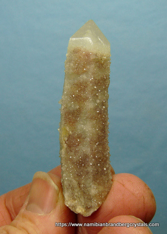 BENT quartz crystal with minute quartz crystals on it