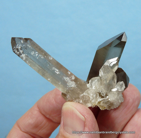 Double terminated smoky quartz crystal on matrix, Northern Cape