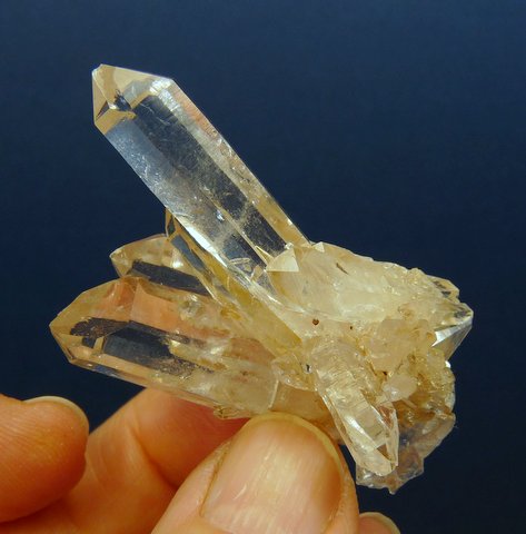 Gemmy quartz crystal group, displays well
