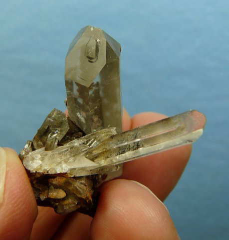 Phantom quartz crystals with goethite, from a rare find