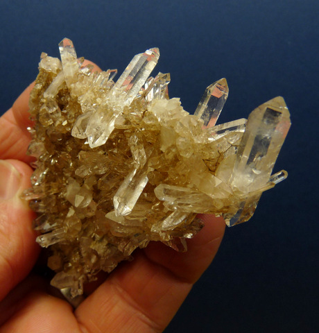 Floater group clear quartz crystals, mostly double terminated