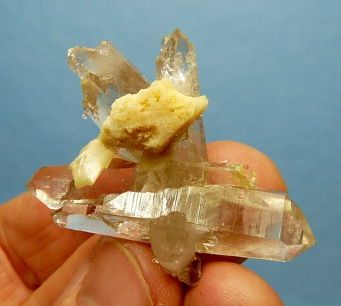 Twinned Double Terminated Quartz Crystals with feldspar and Dolomite,
