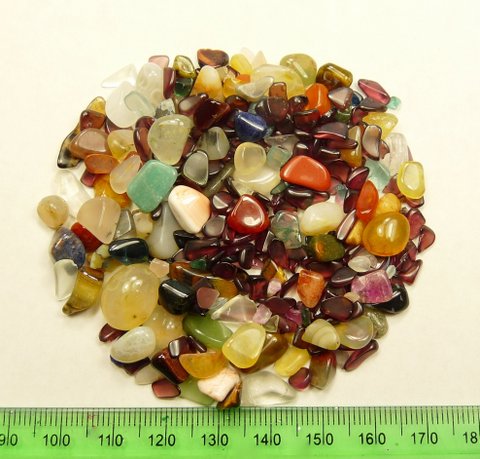 Fourty grams of colourful, mixed tumbled stones