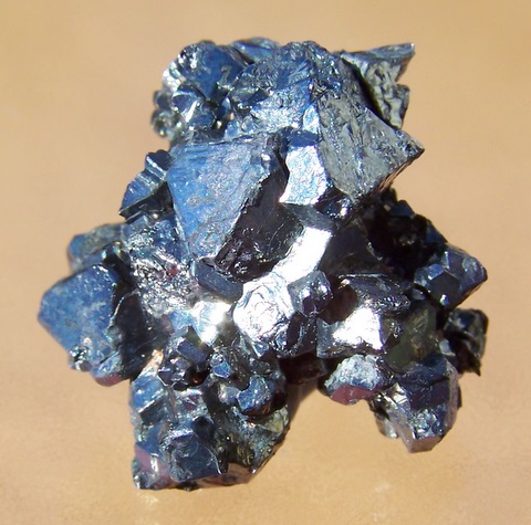 Cluster of carrollite crystals with metallic lustre.