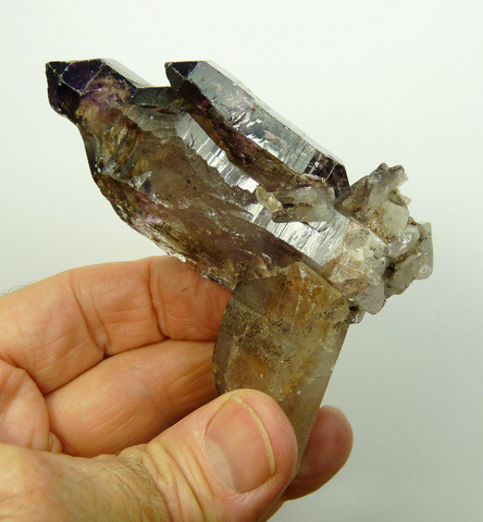 Smoky / amethyst quartz crystal group