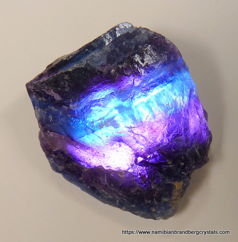 Banded fluorite piece viewed with light from behind Banded fluorite piece viewed with light from behind